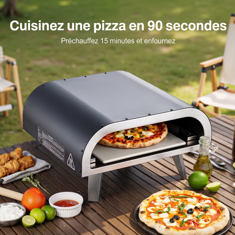 four à pizza à gaz en utilisation
