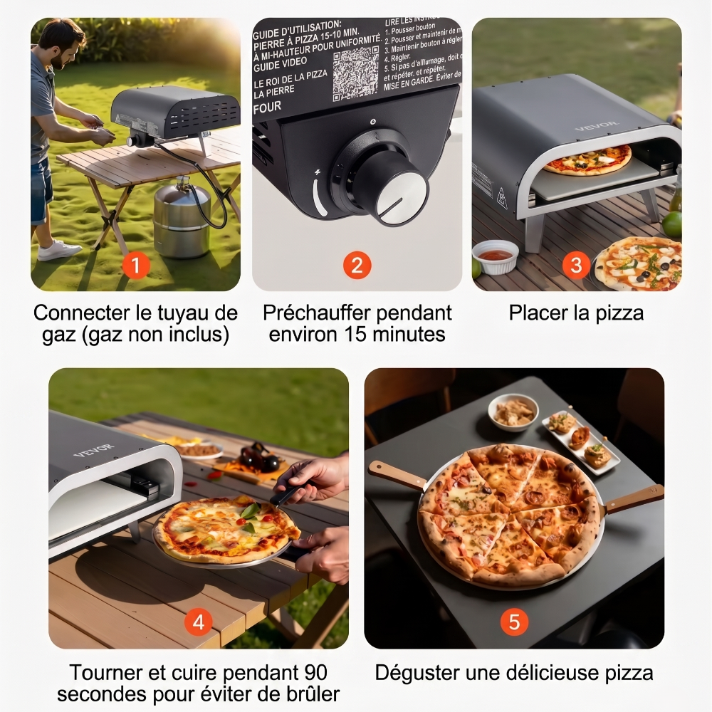 étapes d'utilisation du four à pizza a gaz