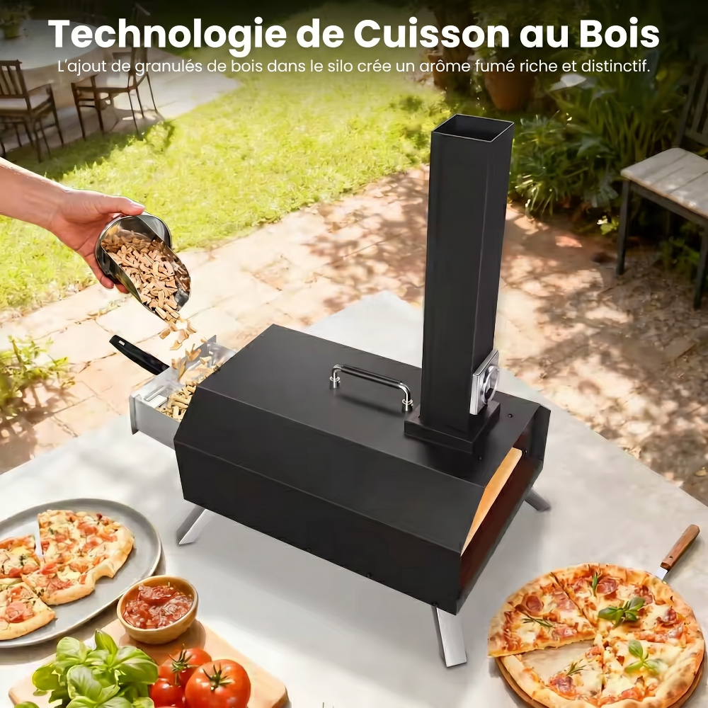copeaux dans le four à pizza à combustible